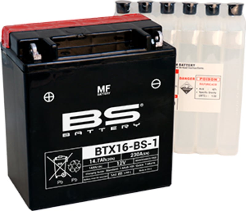 Accu BTX16-BS-1 onderhoudsvrij met zuurpakket