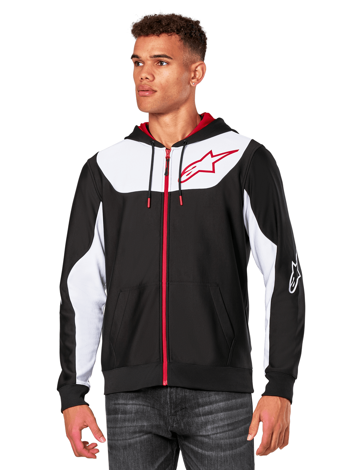 Alpinestars Session v3 Fleece Hoodie Zwart, wit en rood, productfoto 1