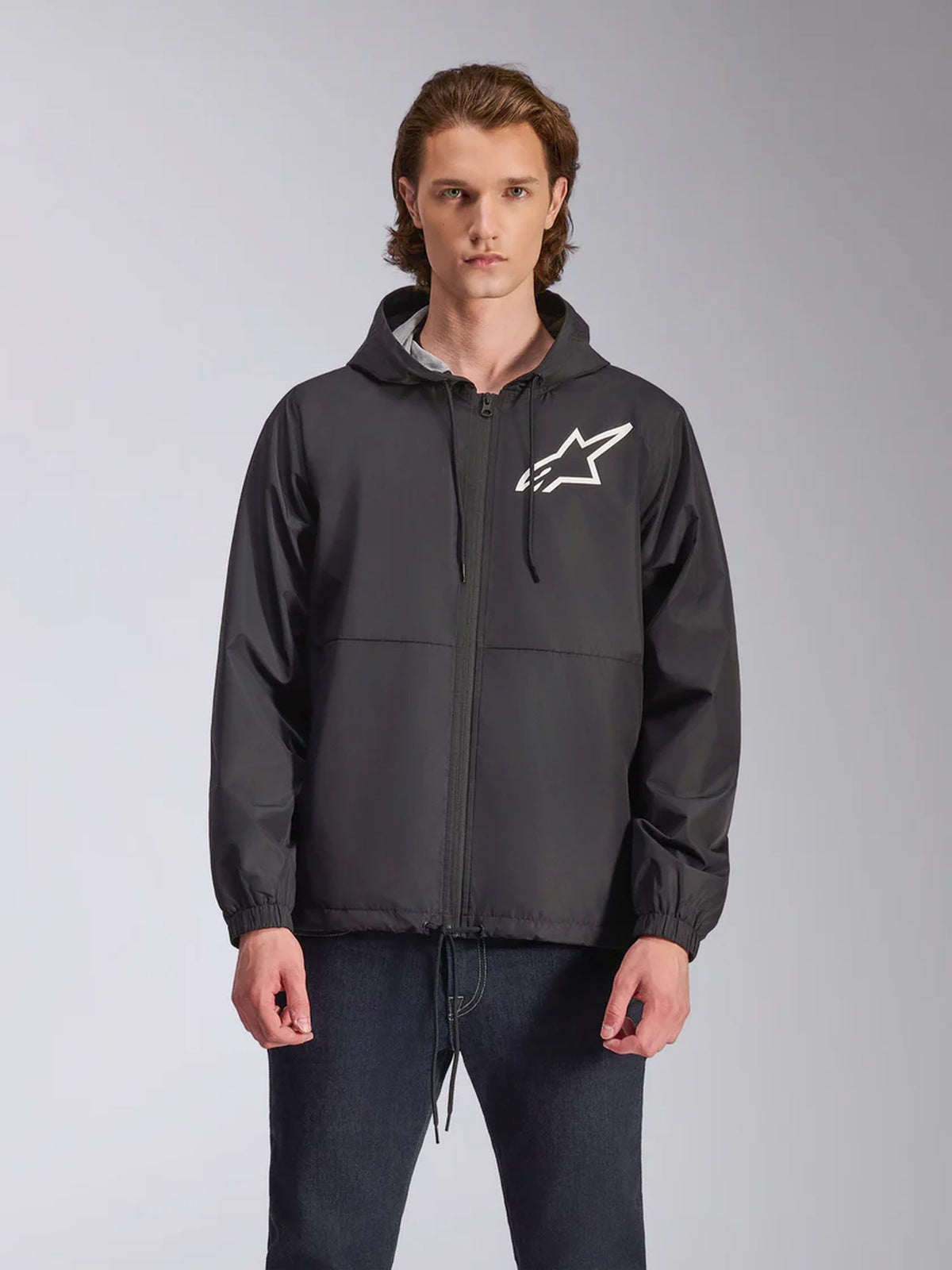 Alpinestars Speeder Chromium Windbreaker Motorjas Zwart en wit, productfoto 1