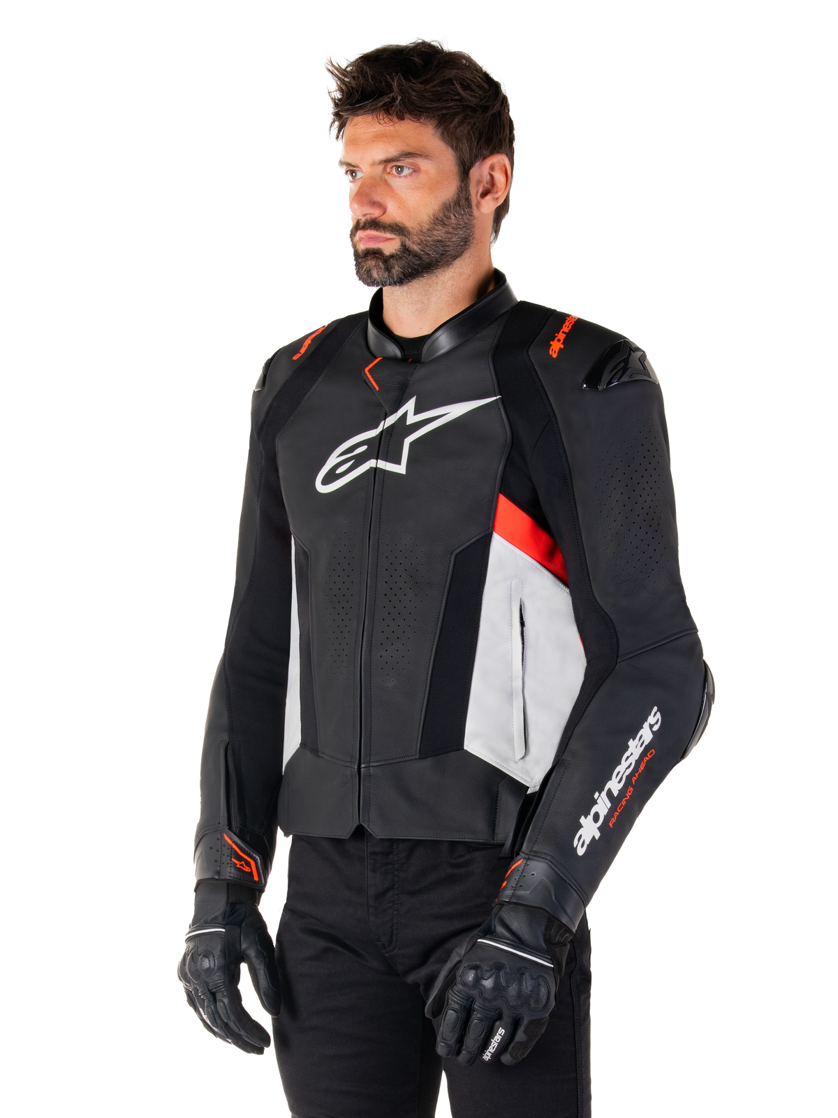 Alpinestars Missile v3 Motorjas Zwart, wit en fluorood, productfoto 3