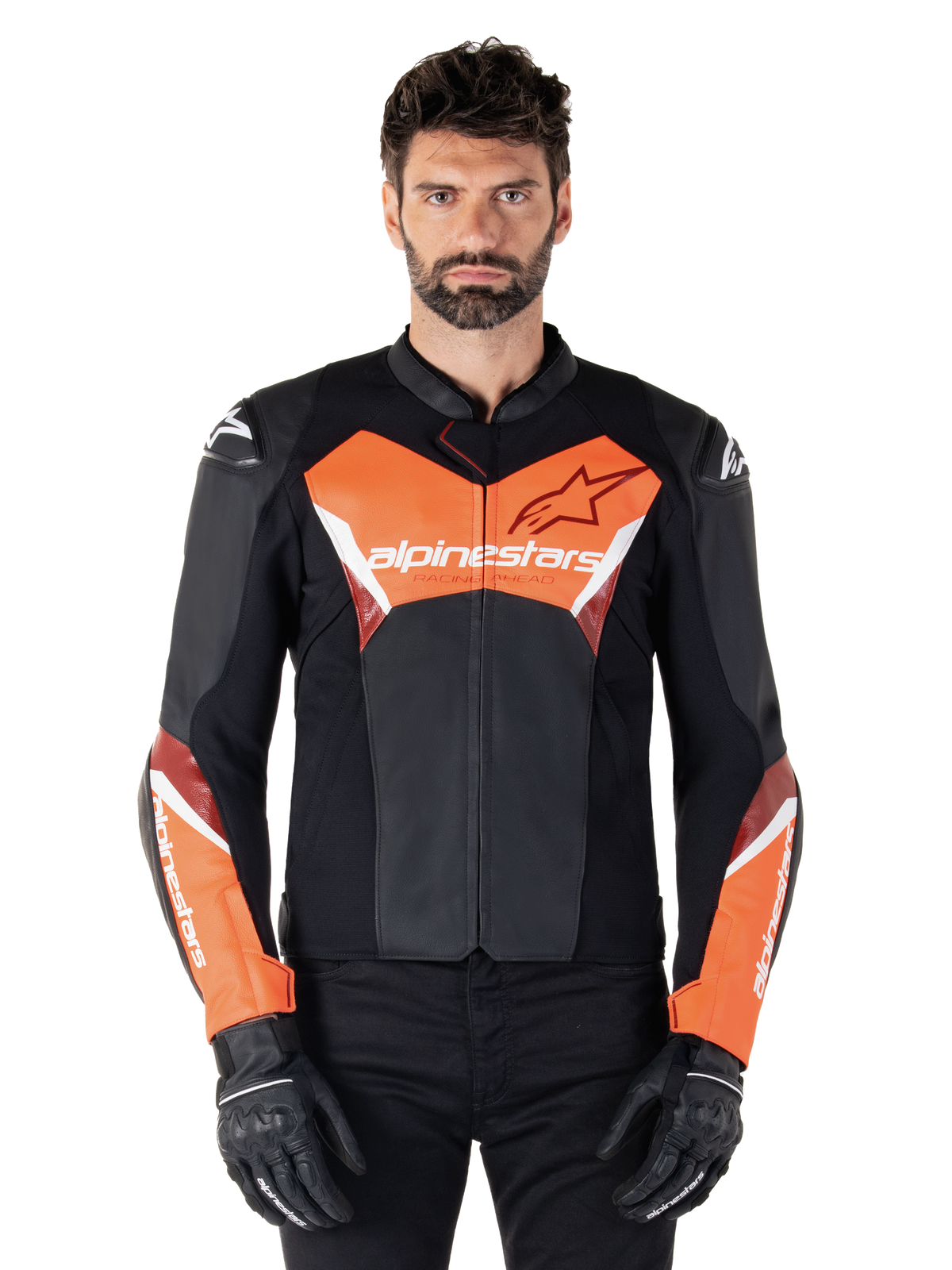 Alpinestars Faster v3 Motorjas Zwart en fluorood, productfoto 1