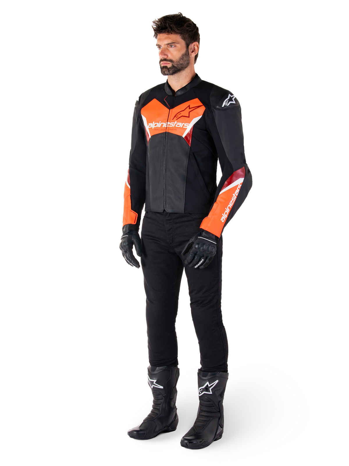 Alpinestars Faster v3 Motorjas Zwart en fluorood, productfoto 5