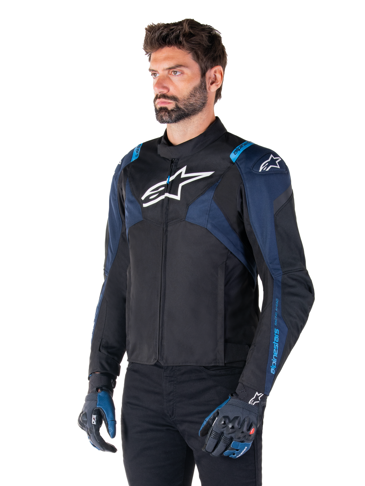 Alpinestars T-Jaws v4 Waterproof Motorjas Zwart en blauw, productfoto 3