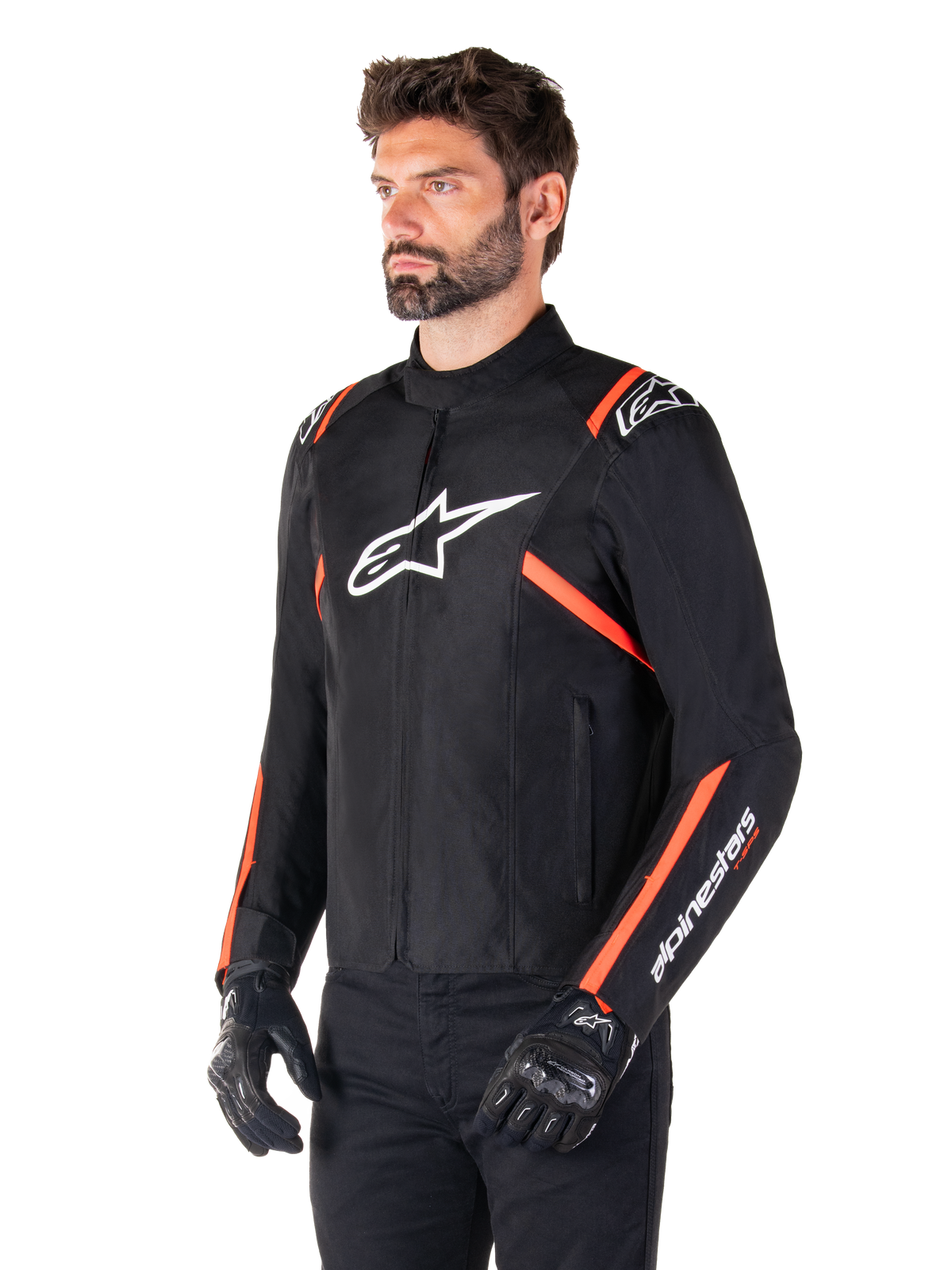 Alpinestars T-SPS v2 Waterproof Motorjas Zwart, wit en fluorood, productfoto 3