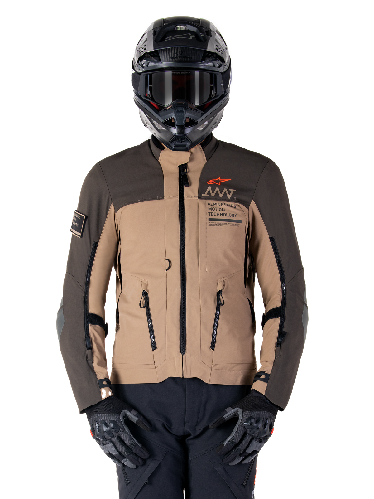 Alpinestars AMT-8 Strech Drystar XF Motorjas Bruin, productfoto 1