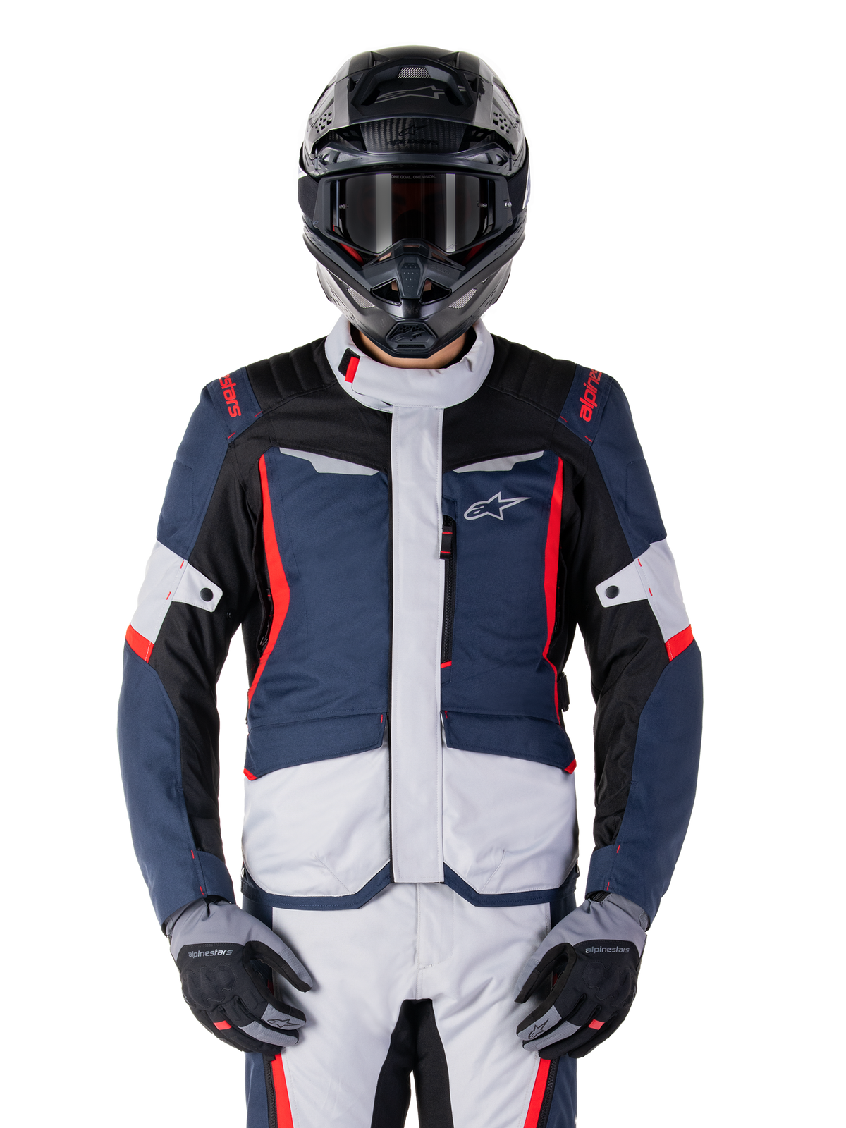 Alpinestars ST-1 Waterproof Motorjas Blauw, zwart en rood, productfoto 1