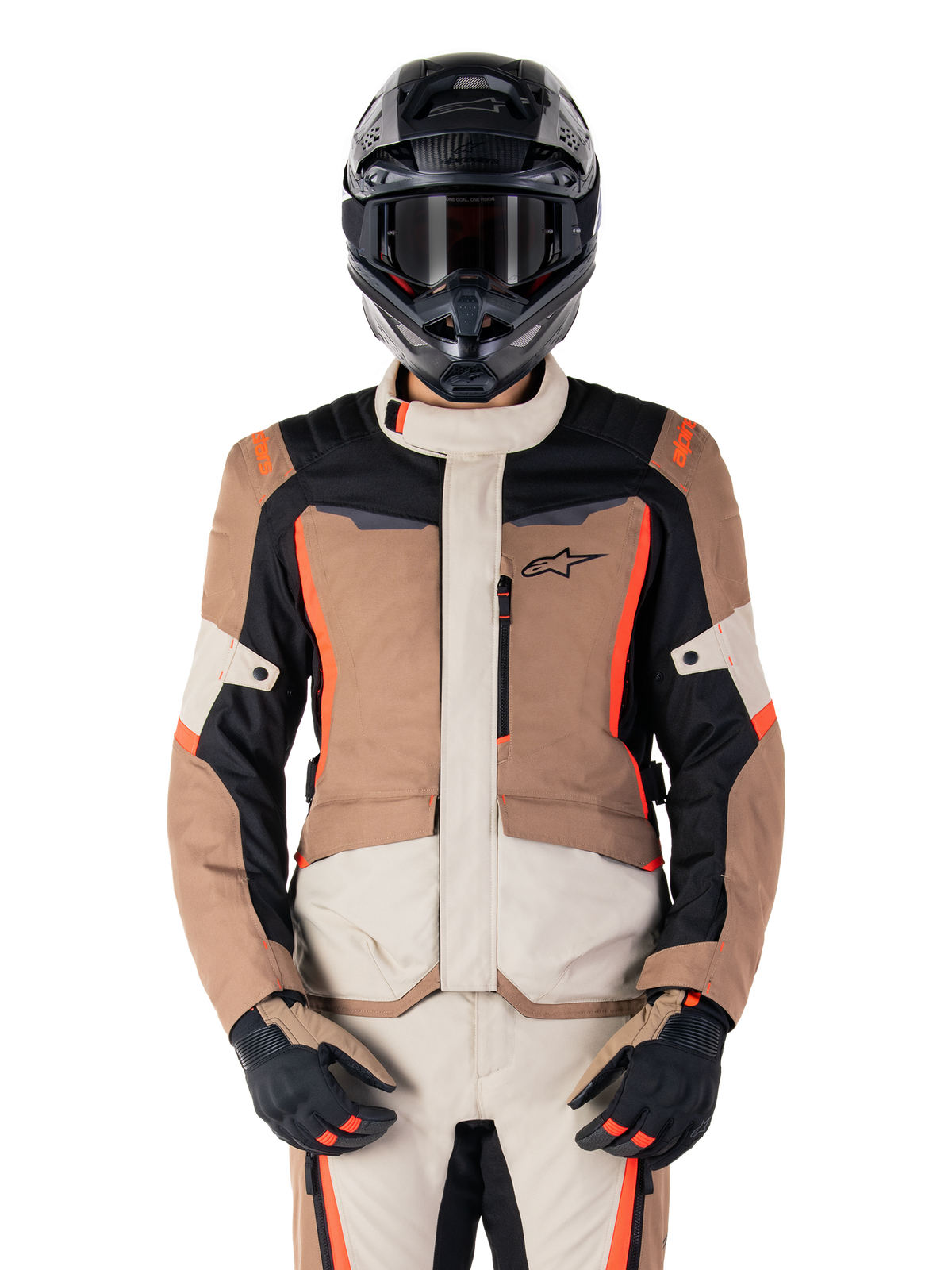 Alpinestars ST-1 Waterproof Motorjas Beige en rood, productfoto 1
