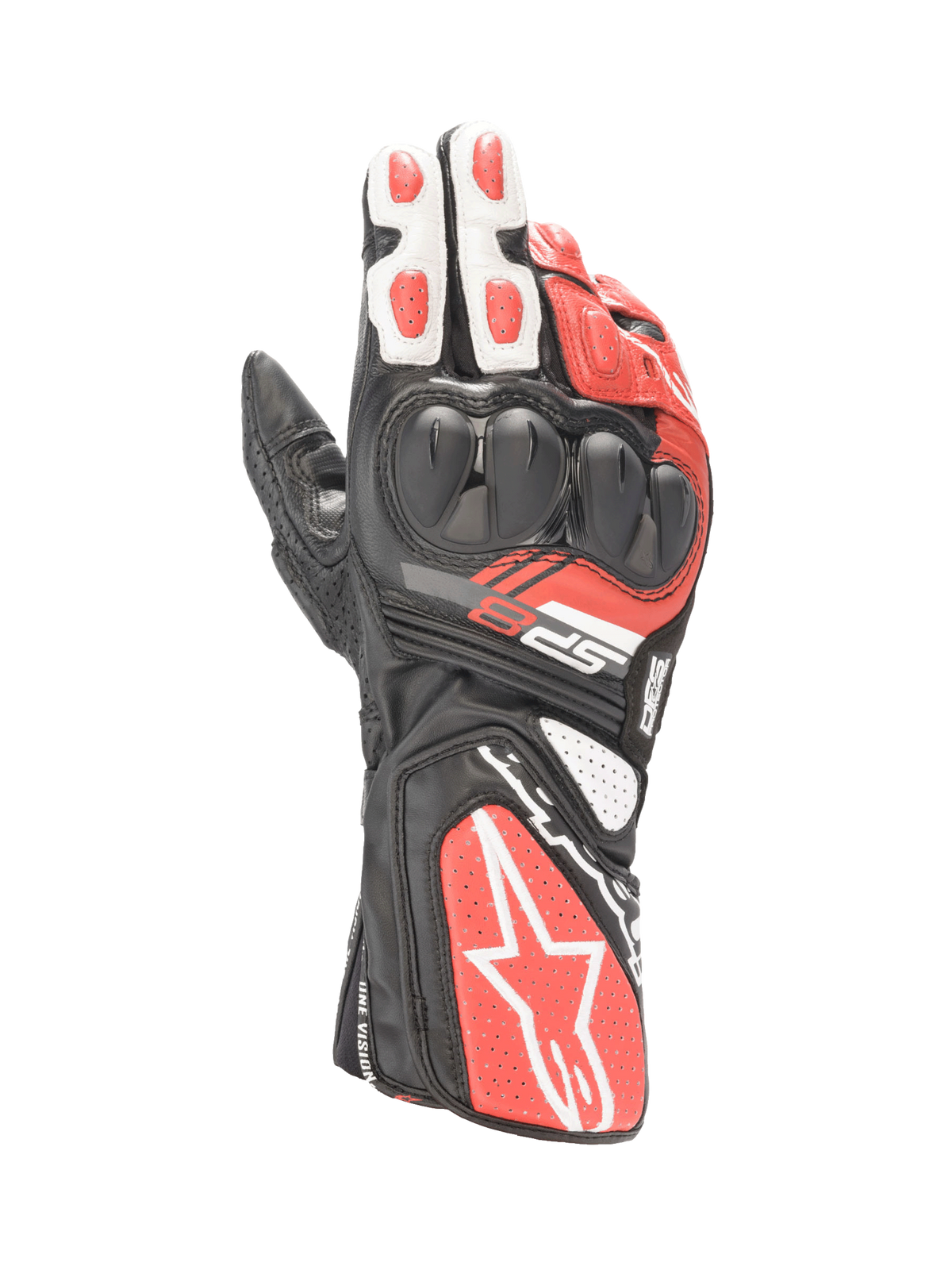 Alpinestars SP-8 v3 Motorhandschoenen Zwart, wit en rood, vooraanzicht