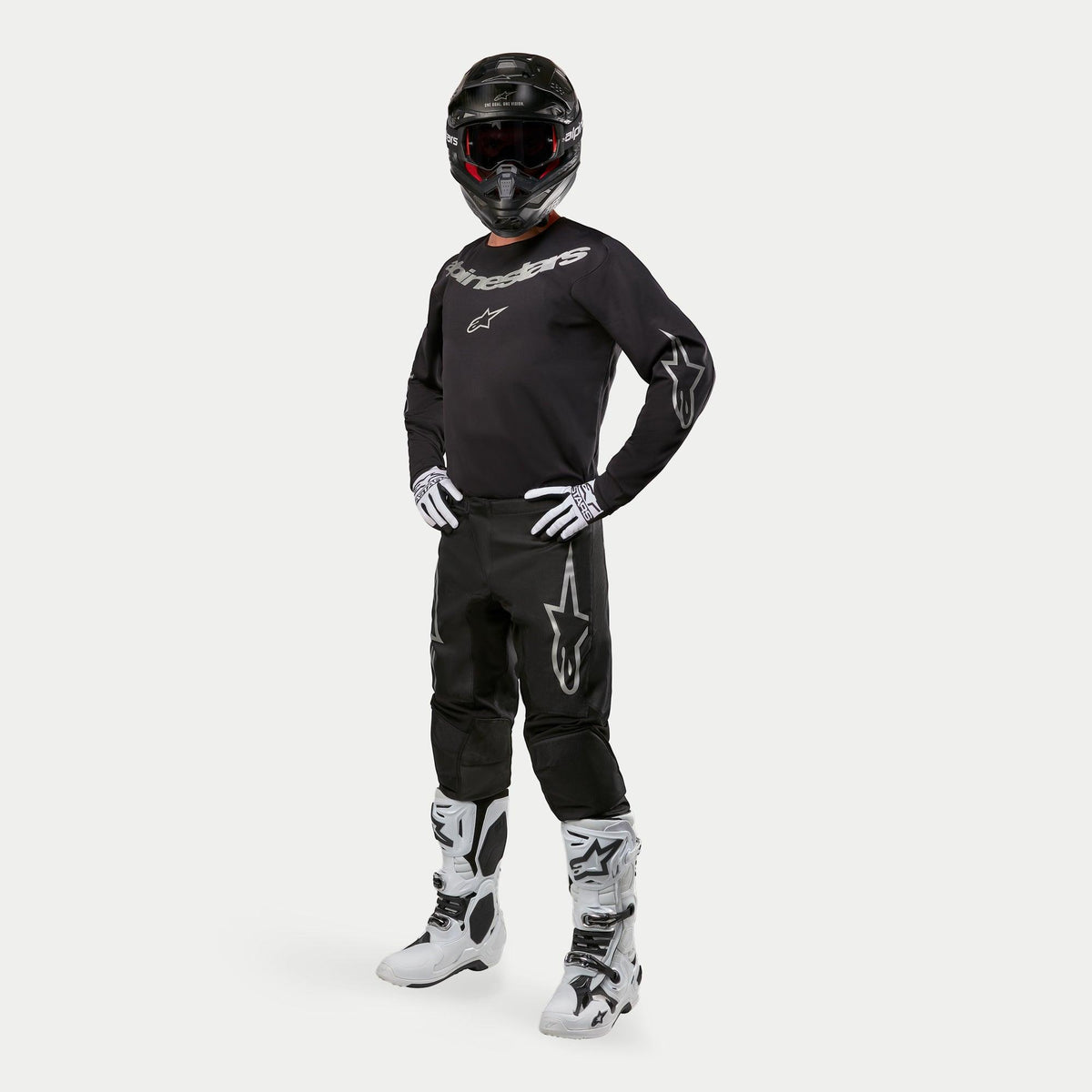 Alpinestars Fluid Graphite Crossshirt Zwart en zilver, productfoto 10