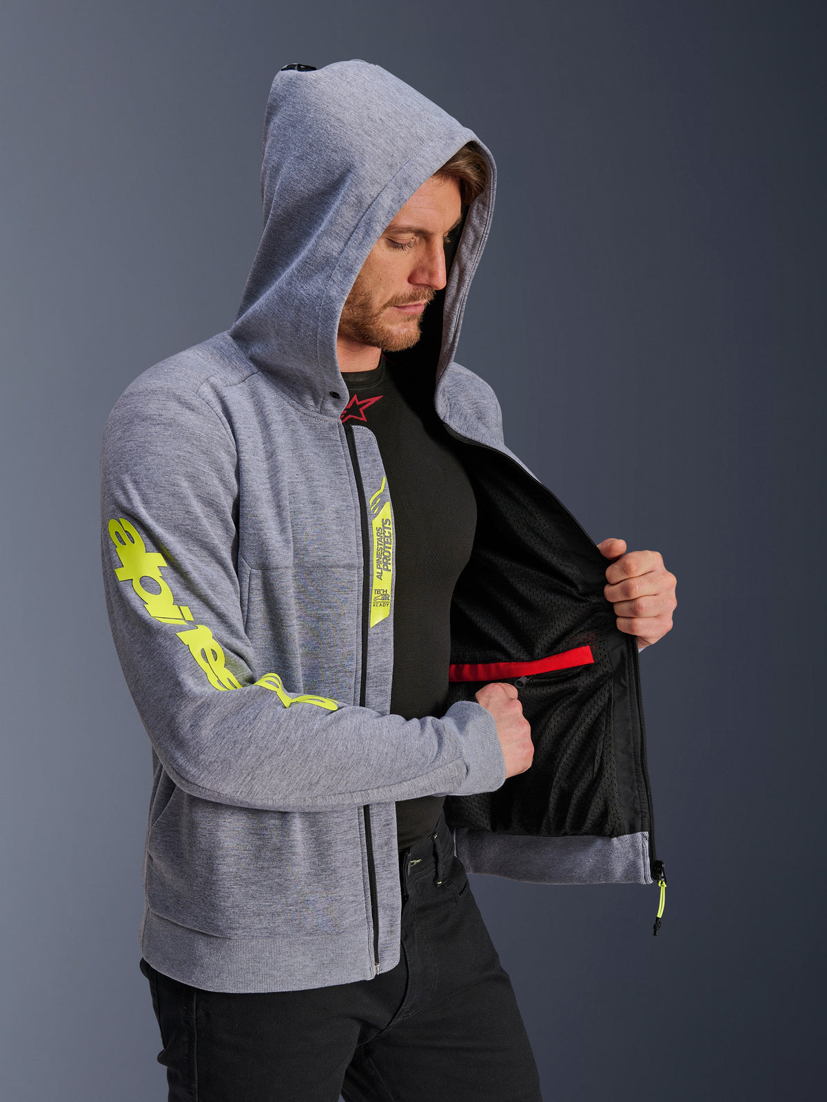 Alpinestars Chrome v2 Motorjas Grijs en fluogeel, productfoto 4