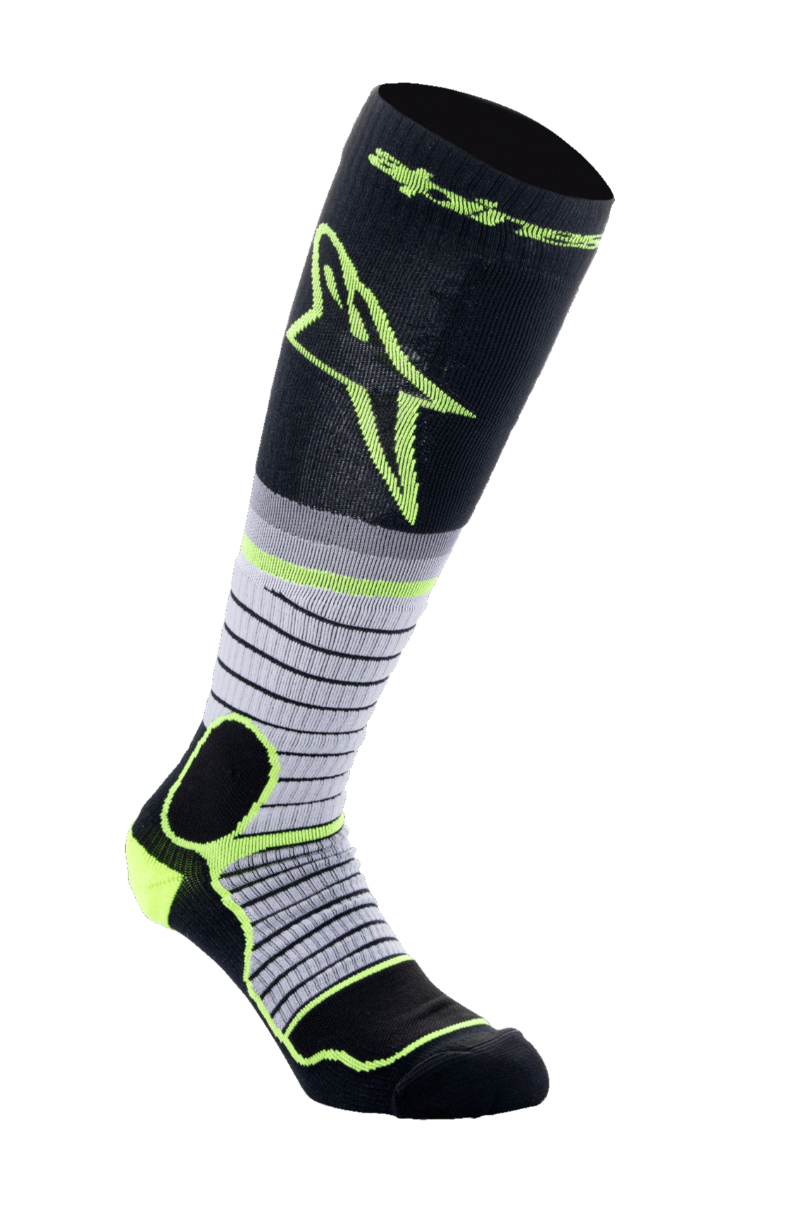 Alpinestars Socks MX Pro Accessoire Zwart, grijs en fluogeel, vooraanzicht