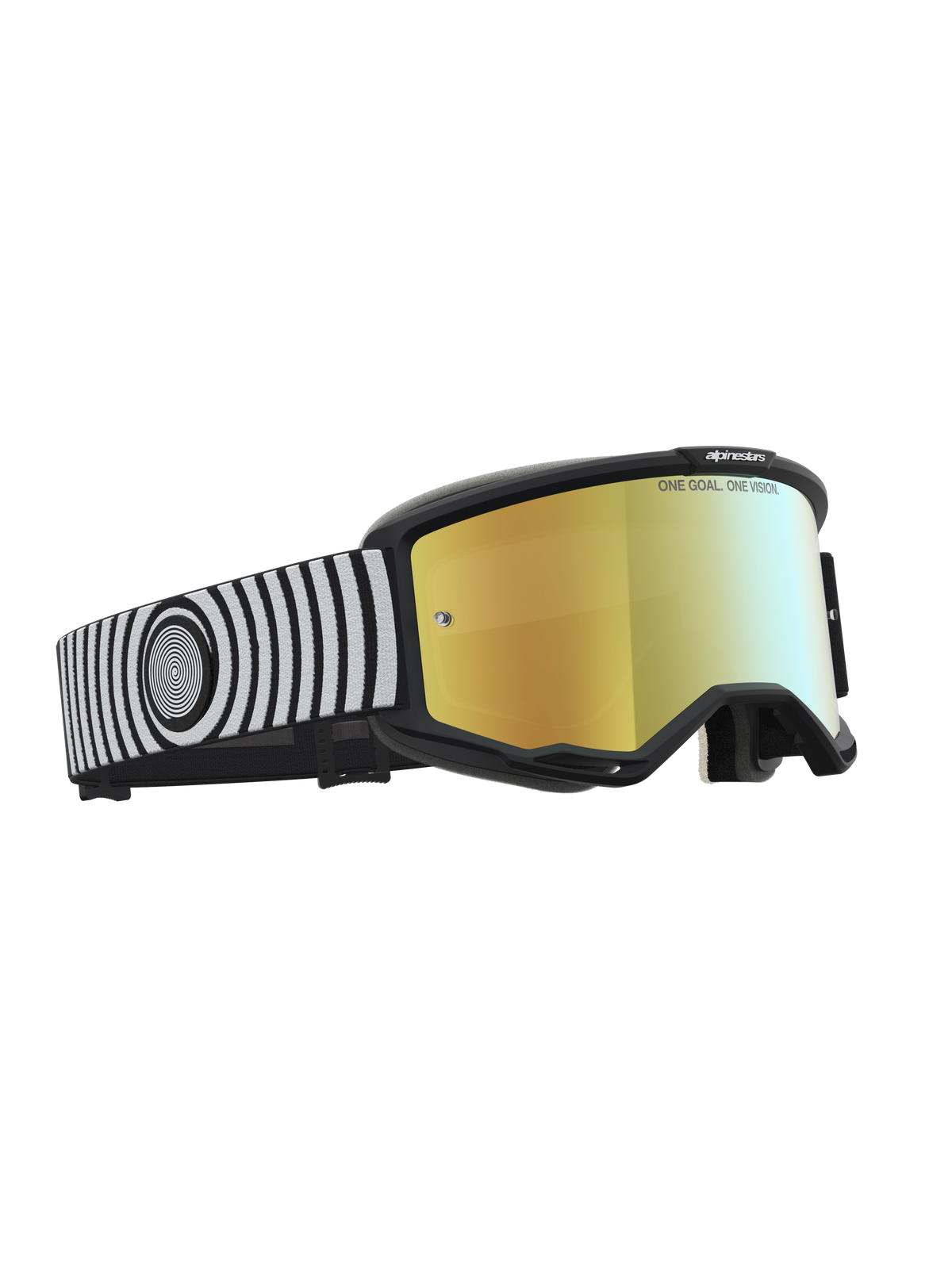 Alpinestars Vision 5 Hone Crossbril Zwart, wit en goud, productfoto 3