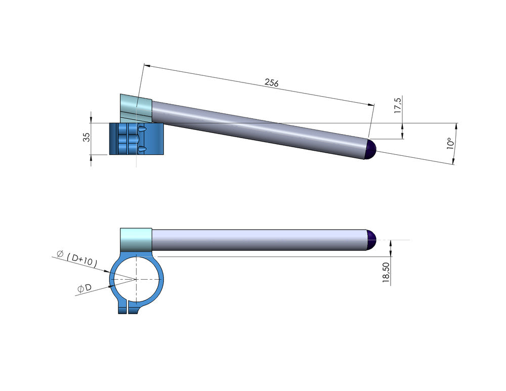 Clip-Ons Handlebars 50.8mm Type Verhoogd 28mm Zwart Geanodiseerd