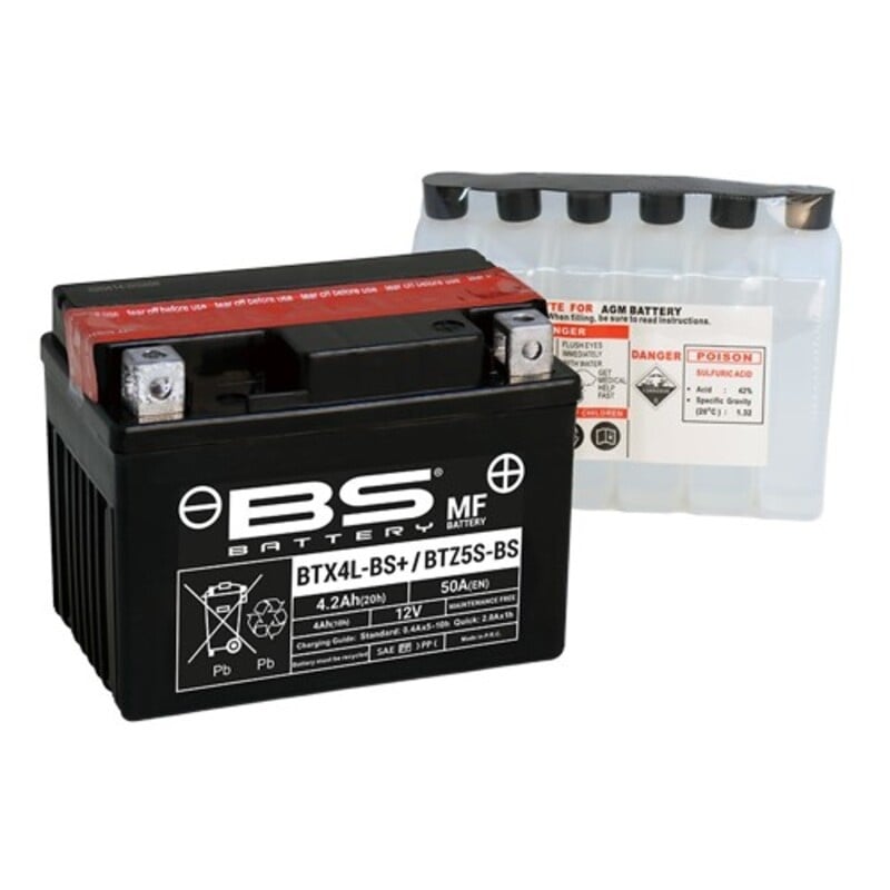 Accu Onderhoudsvrij met zuurpakket - BTX4L-BS+ / BTZ5S-BS