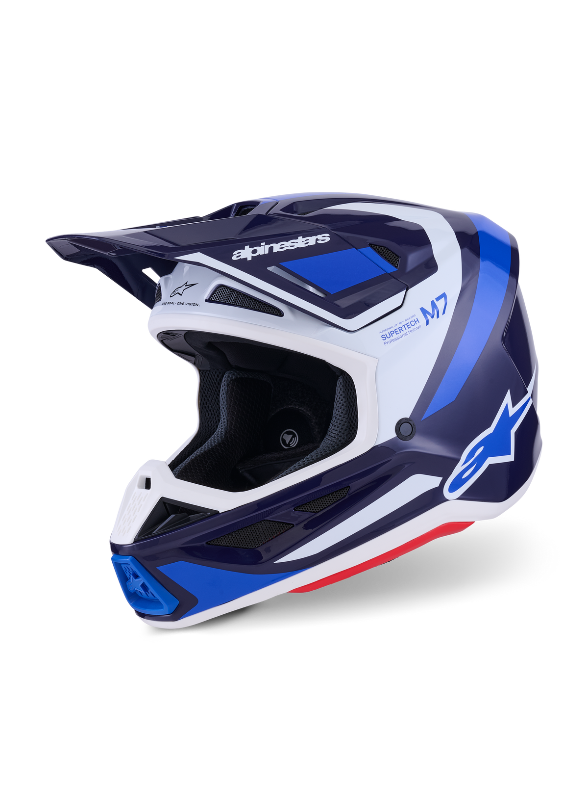 Alpinestars S-M7 Rise Crosshelm Blauw en wit, vooraanzicht