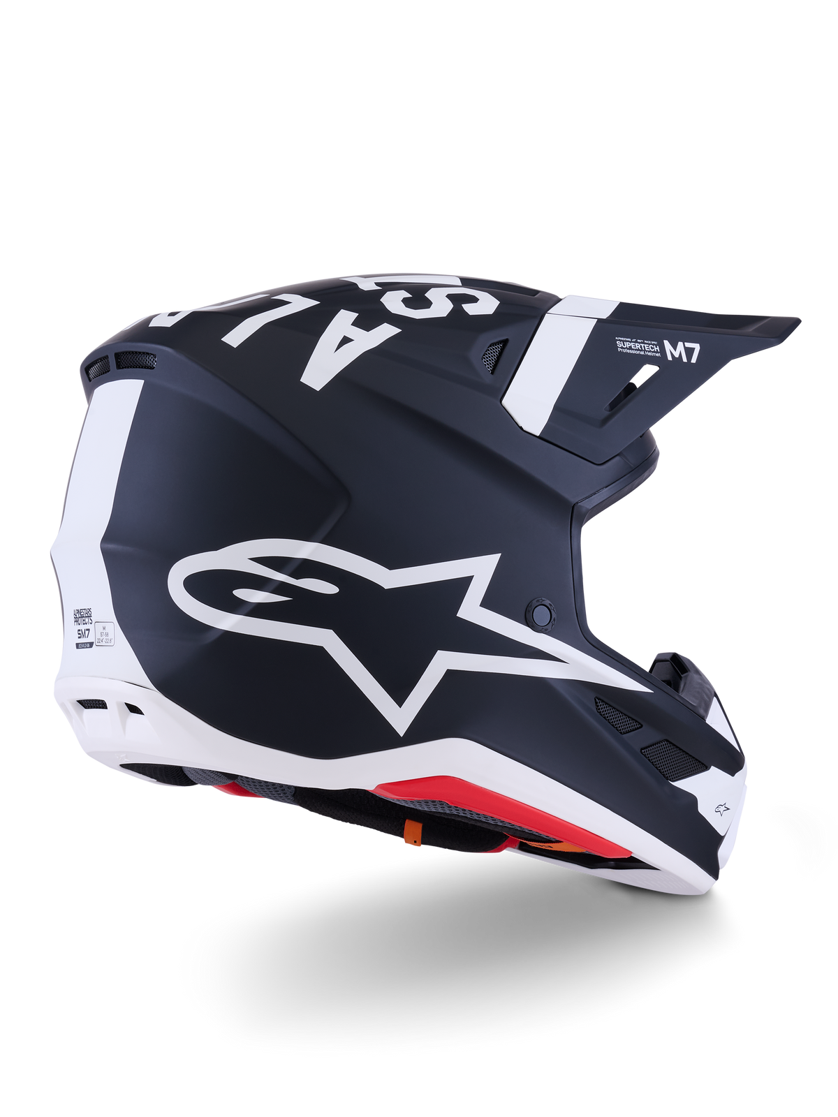 Alpinestars S-M7 Dasher Crosshelm Zwart en wit, achteraanzicht