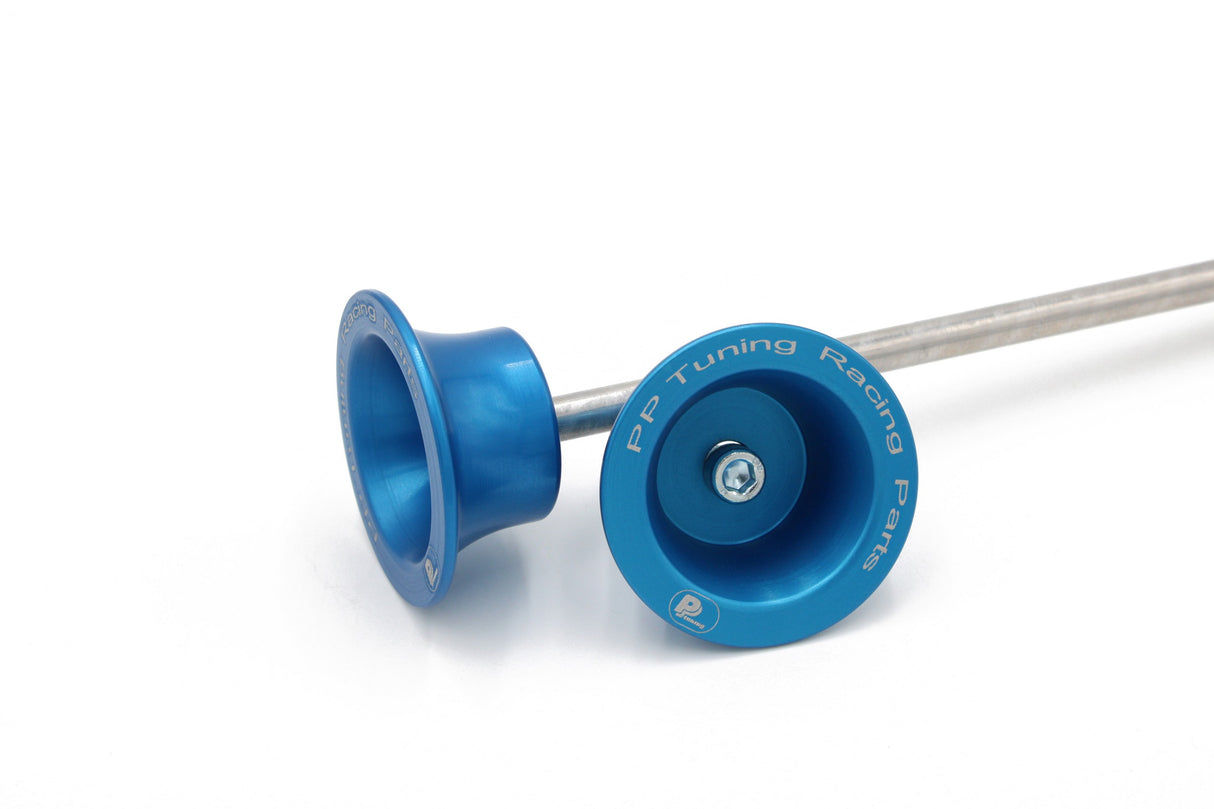 PP Tuning Axle Sliders 3327 + 3328 / Asbeschermers Aprilia RS 660 / Tuono 660 (2021-2025) – Voor – Blauw