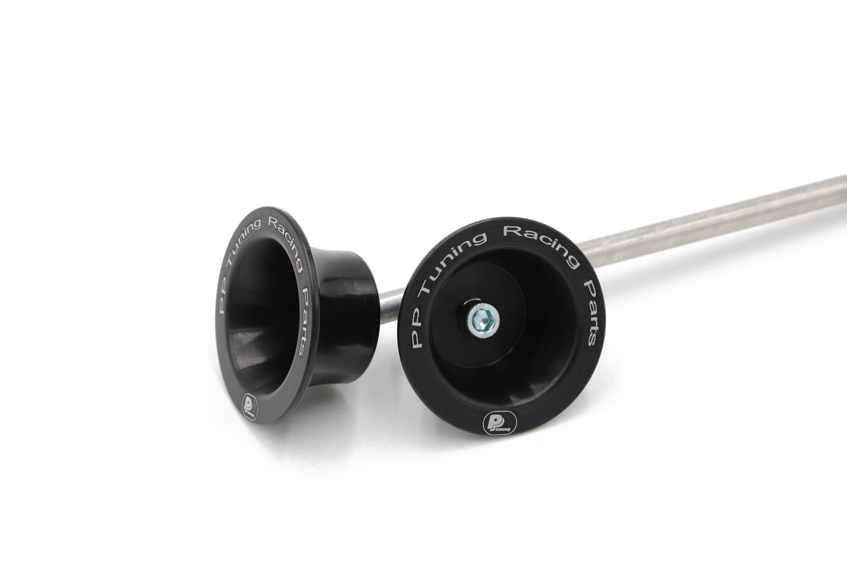 PP Tuning Axle Sliders 3327 + 3328 / Asbeschermers Aprilia RS 660 / Tuono 660 (2021-2025) – Voor – Zwart