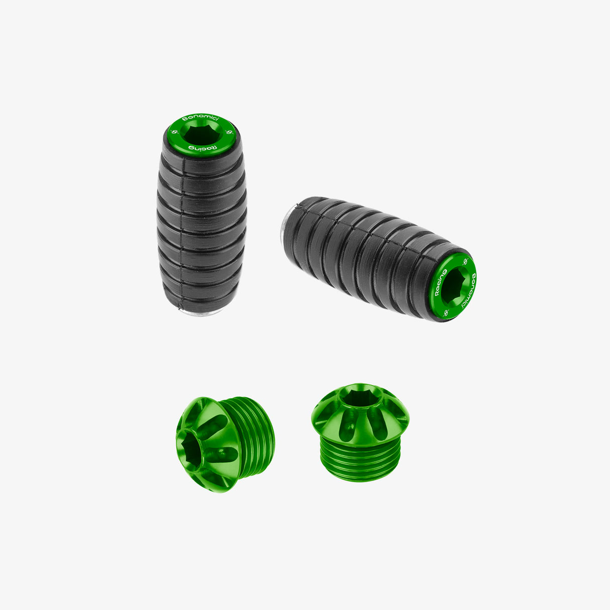 Aluminum pair of colored caps and front pegs