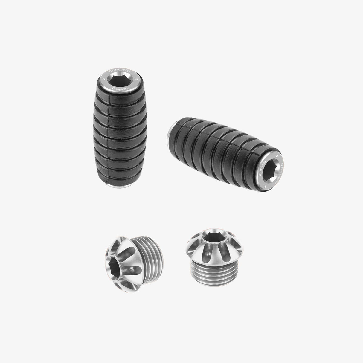 Aluminum pair of colored caps and front pegs