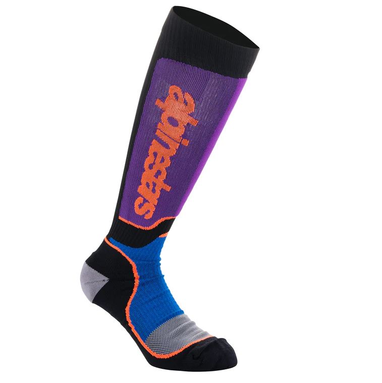 Alpinestars Socks MX Plus Accessoire Zwart, blauw en paars, productfoto 3
