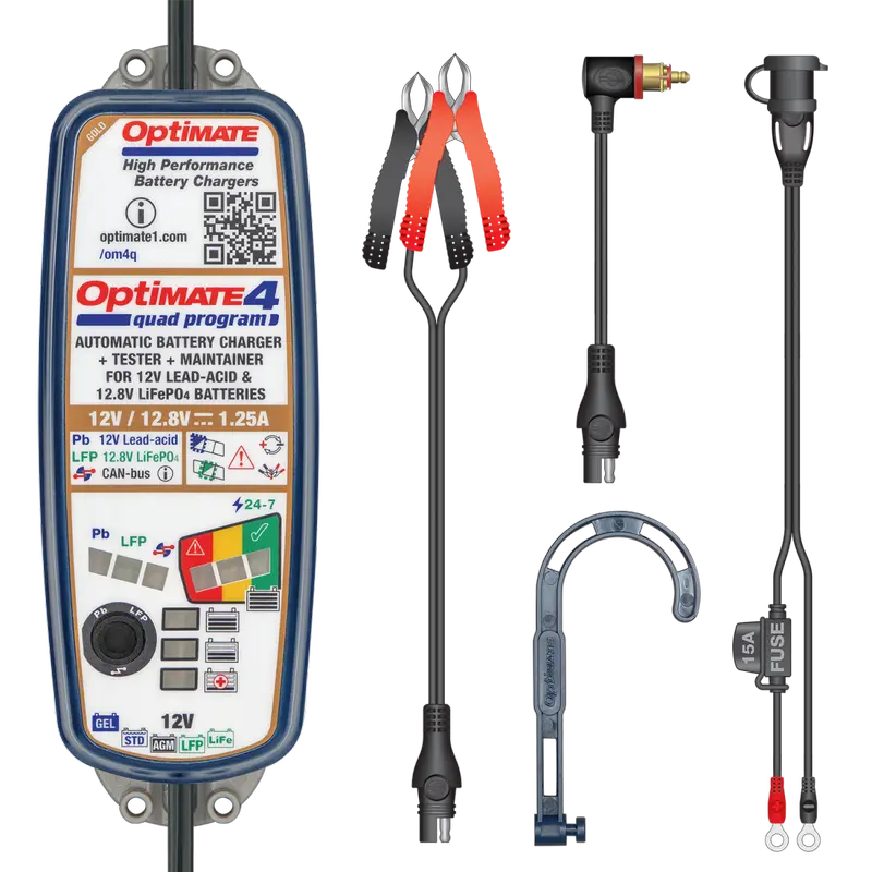 Tecmate 4 Quad Program 12V 1.25A met CAN-bus Acculader