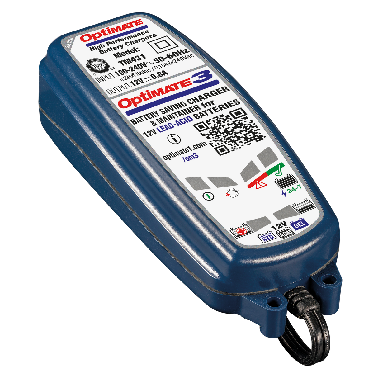 Tecmate 3 12V 0.8A Acculader