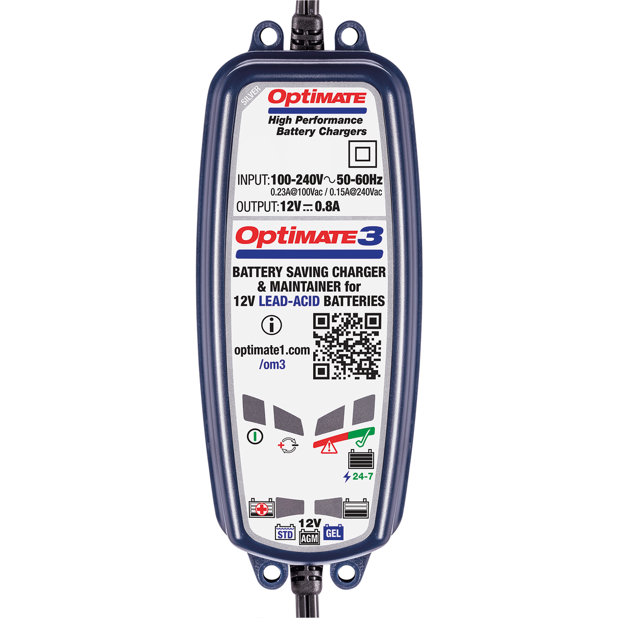 Tecmate 3 12V 0.8A Acculader