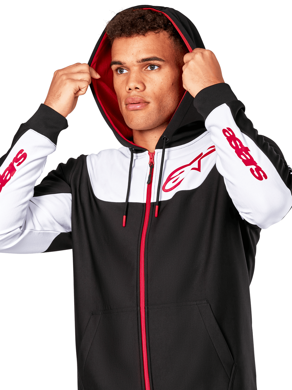 Alpinestars Session v3 Fleece Hoodie Zwart, wit en rood, productfoto 2
