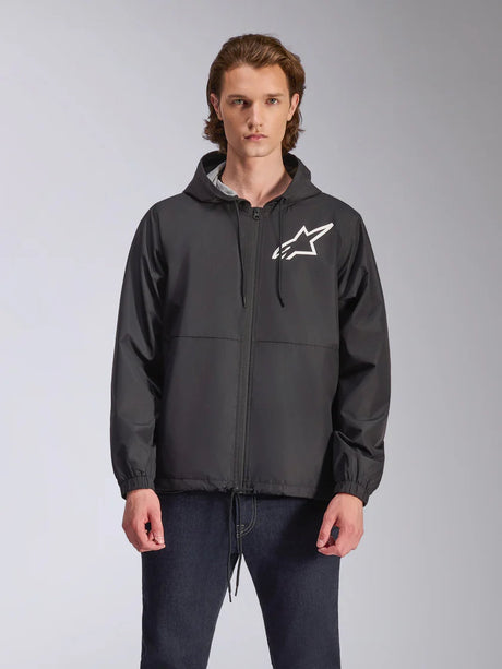 Alpinestars Speeder Chromium Windbreaker Motorjas Zwart en wit, productfoto 1