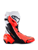 Alpinestars Supertech R Vented v2 Motorlaarzen Zwart, wit en fluorood, productfoto 1