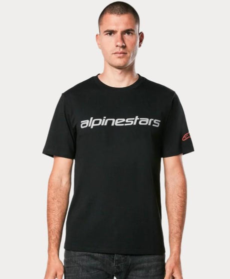 Alpinestars Linear Wordmark 2.0 T-shirt Wit, rood en zwart, productfoto 1