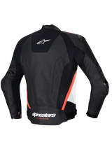 Alpinestars Missile v3 Motorjas Zwart, wit en fluorood, achteraanzicht