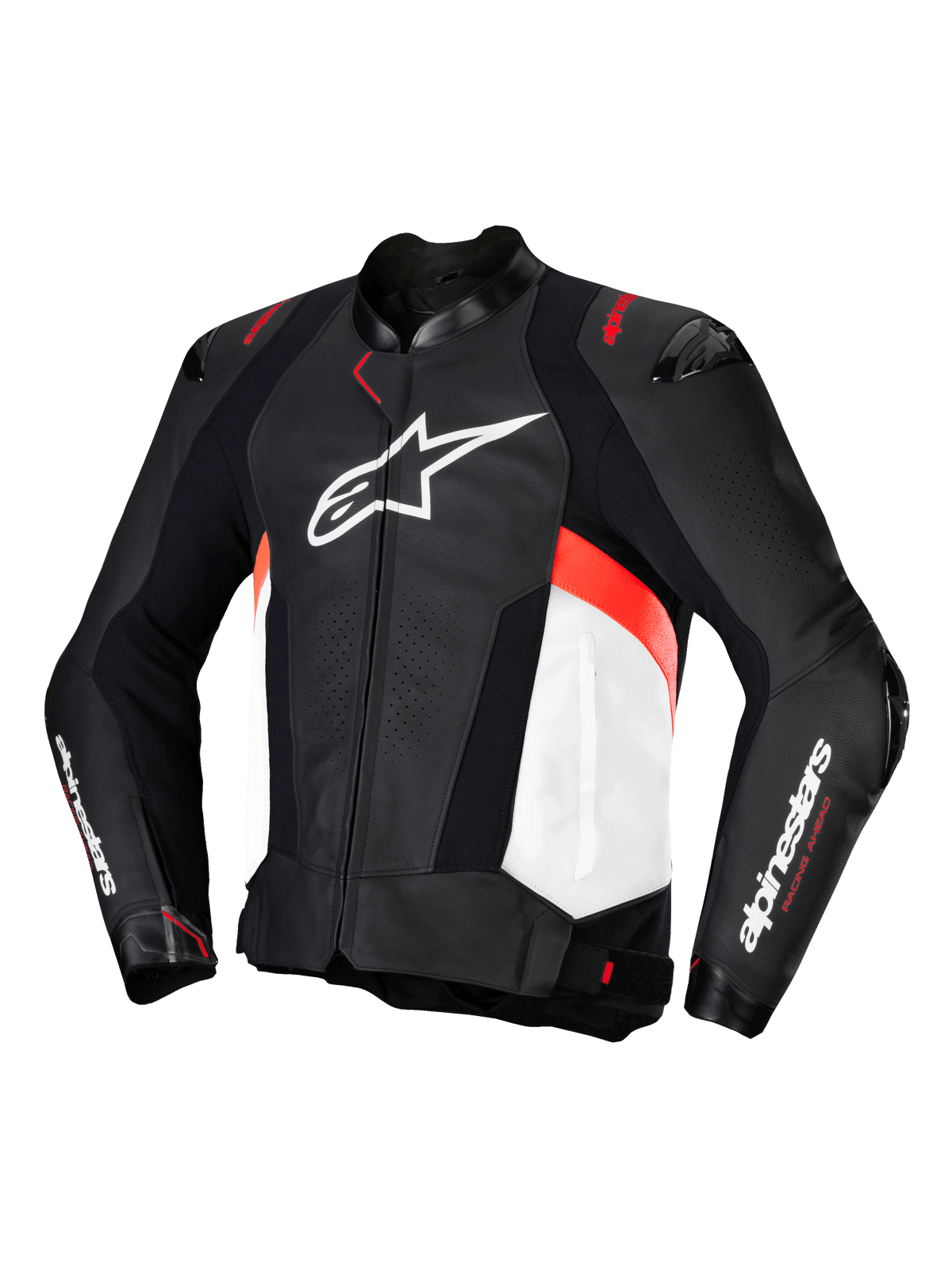 Alpinestars Missile v3 Motorjas Zwart, wit en fluorood, vooraanzicht