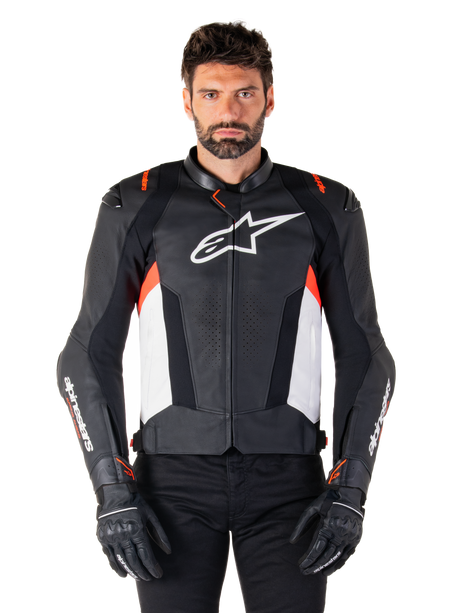Alpinestars Missile v3 Motorjas Zwart, wit en fluorood, productfoto 1