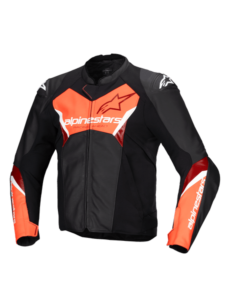 Alpinestars Faster v3 Motorjas Zwart en fluorood, vooraanzicht