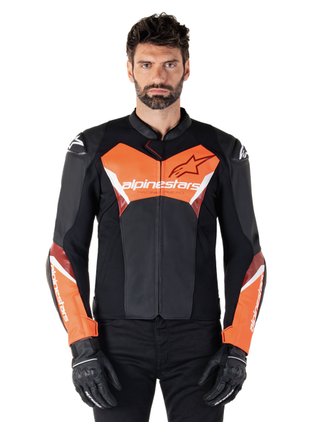Alpinestars Faster v3 Motorjas Zwart en fluorood, productfoto 1