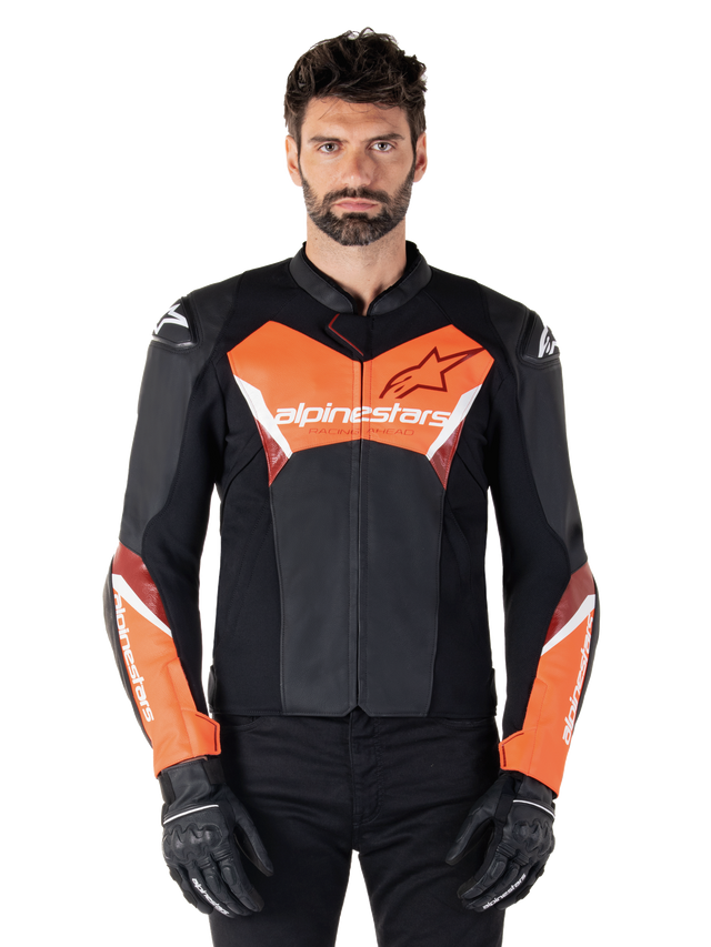 Alpinestars Faster v3 Motorjas Zwart en fluorood, productfoto 1