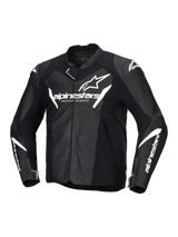 Alpinestars Faster v3 Motorjas Zwart en wit, vooraanzicht