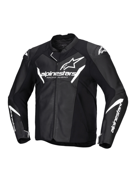 Alpinestars Faster v3 Motorjas Zwart en wit, vooraanzicht