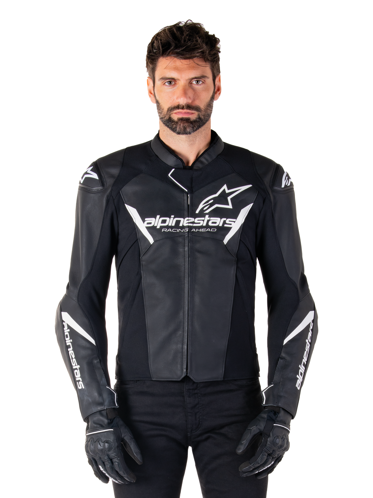Alpinestars Faster v3 Motorjas Zwart en wit, productfoto 1