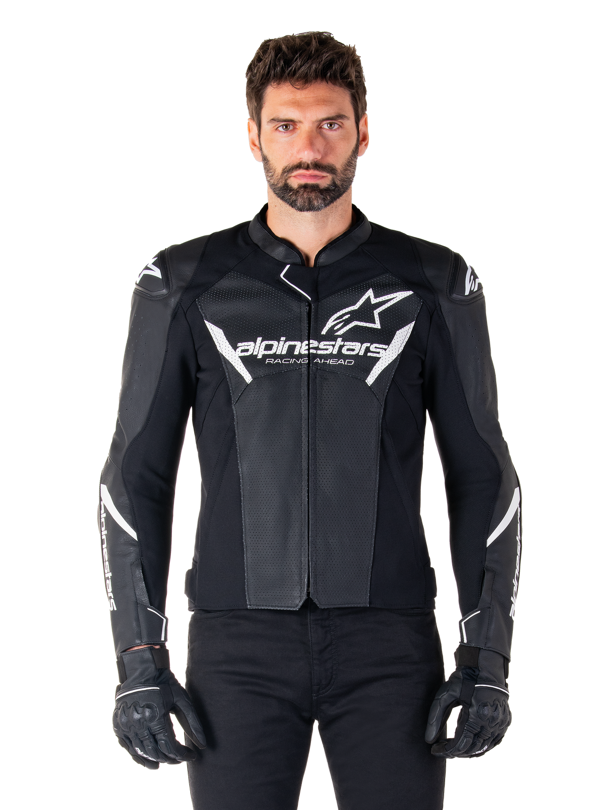Alpinestars Faster v3 Airflow Motorjas Zwart en wit, productfoto 1