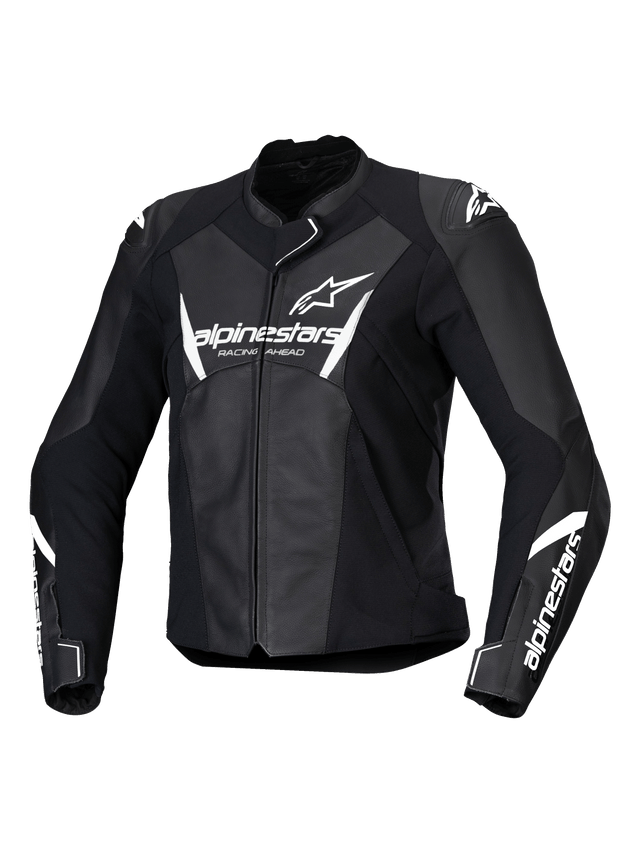 Alpinestars Faster v3 Motorjas Dames Zwart en wit, vooraanzicht