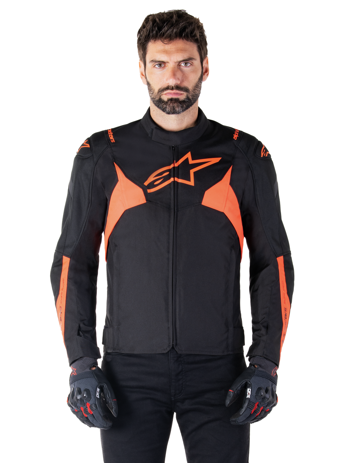 Alpinestars T-Jaws v4 Waterproof Motorjas Zwart en fluorood, productfoto 1