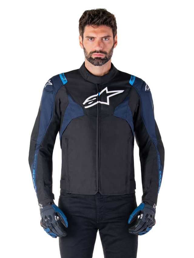 Alpinestars T-Jaws v4 Waterproof Motorjas Zwart en blauw, productfoto 1