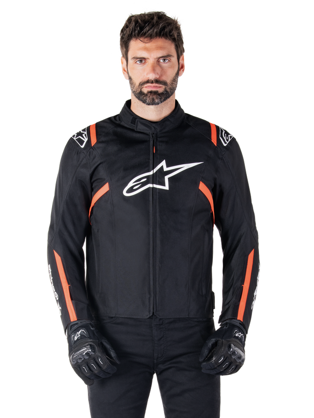 Alpinestars T-SPS v2 Waterproof Motorjas Zwart, wit en fluorood, productfoto 1