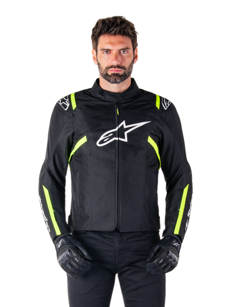 Alpinestars T-SPS v2 Waterproof Motorjas Zwart, wit en fluogeel, productfoto 1