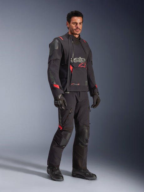 Alpinestars Harok Pro Drystar XF Laminated Motorjas Zwart en rood, schuin vooraanzicht