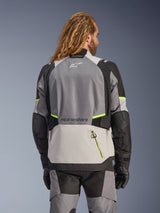 Alpinestars Andes v4 Drystar Motorjas Grijs en fluogeel, achteraanzicht