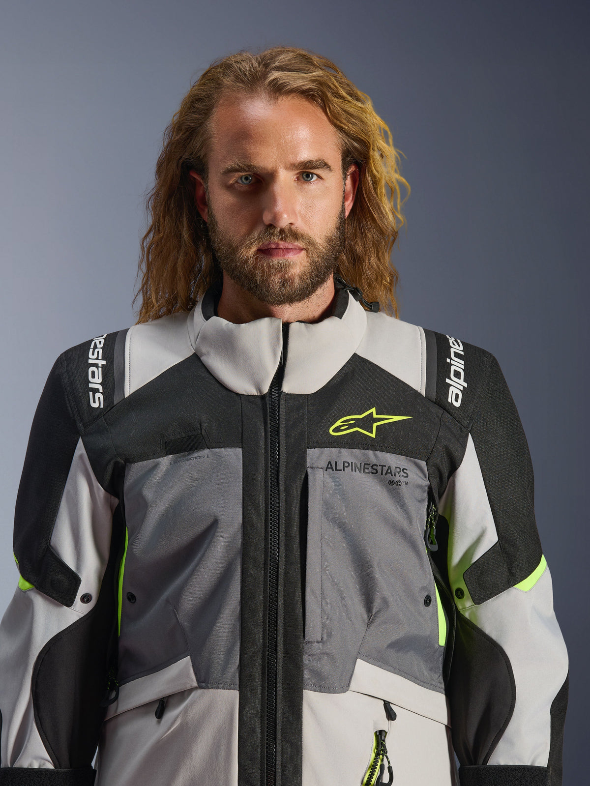 Alpinestars Andes v4 Drystar Motorjas Grijs en fluogeel, detail 5